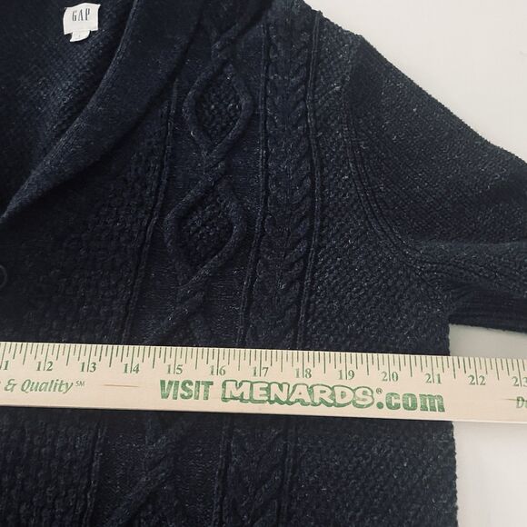 Vtg Gap Cardigan Sweater Men L Navy Blue Fleck Grandpa Chunky Knit Shawl Collar - Picture 11 of 13